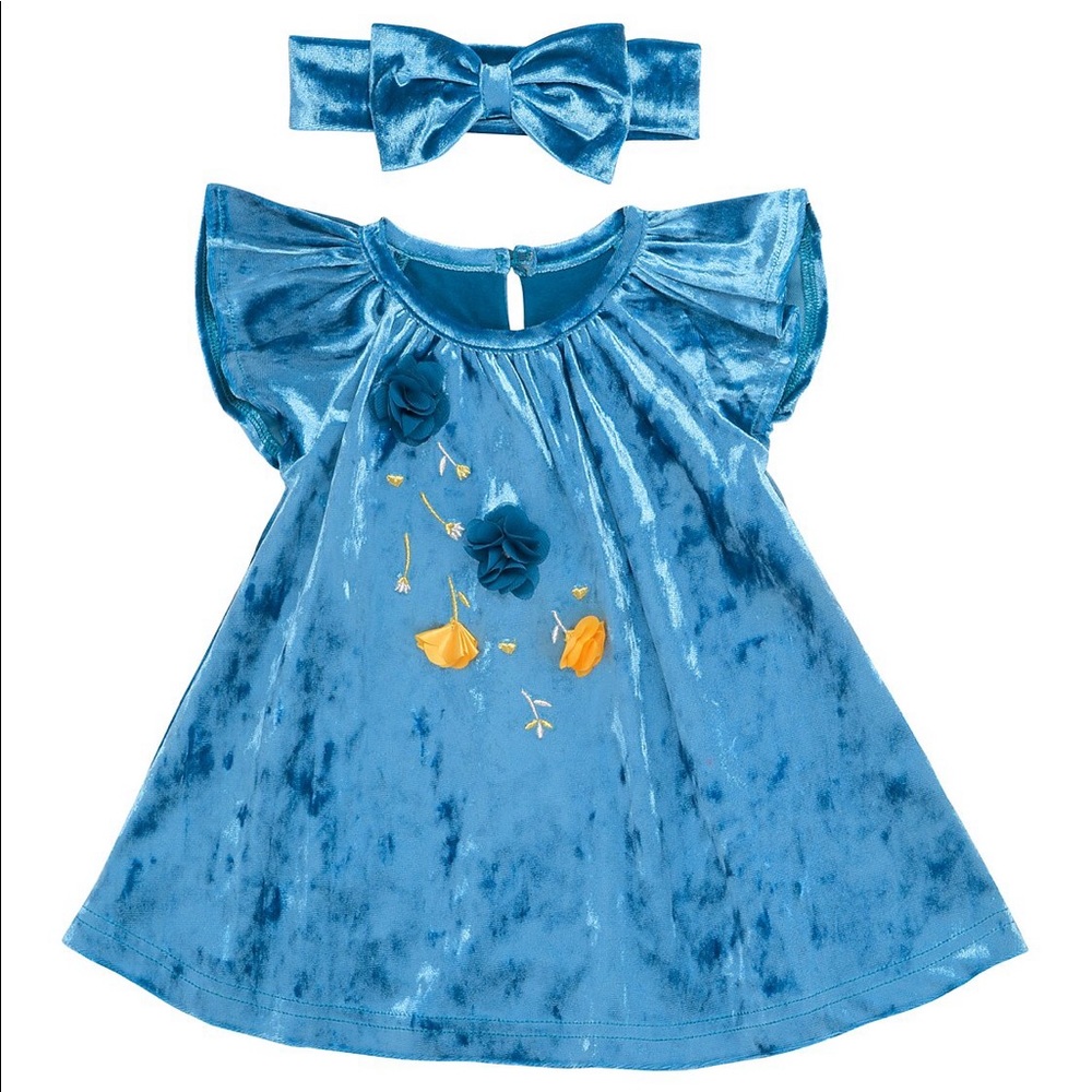 Baby Starters 2-Piece Embroidered Dress and Headband Set